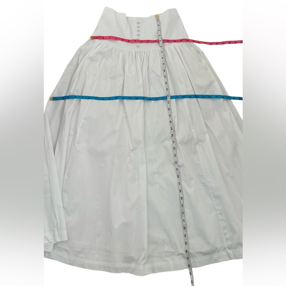 WEWOREWHAT Drop Waist Maxi Skirt White Cotton Poplin Smocked Back Size Small NWT - Picture 13 of 14